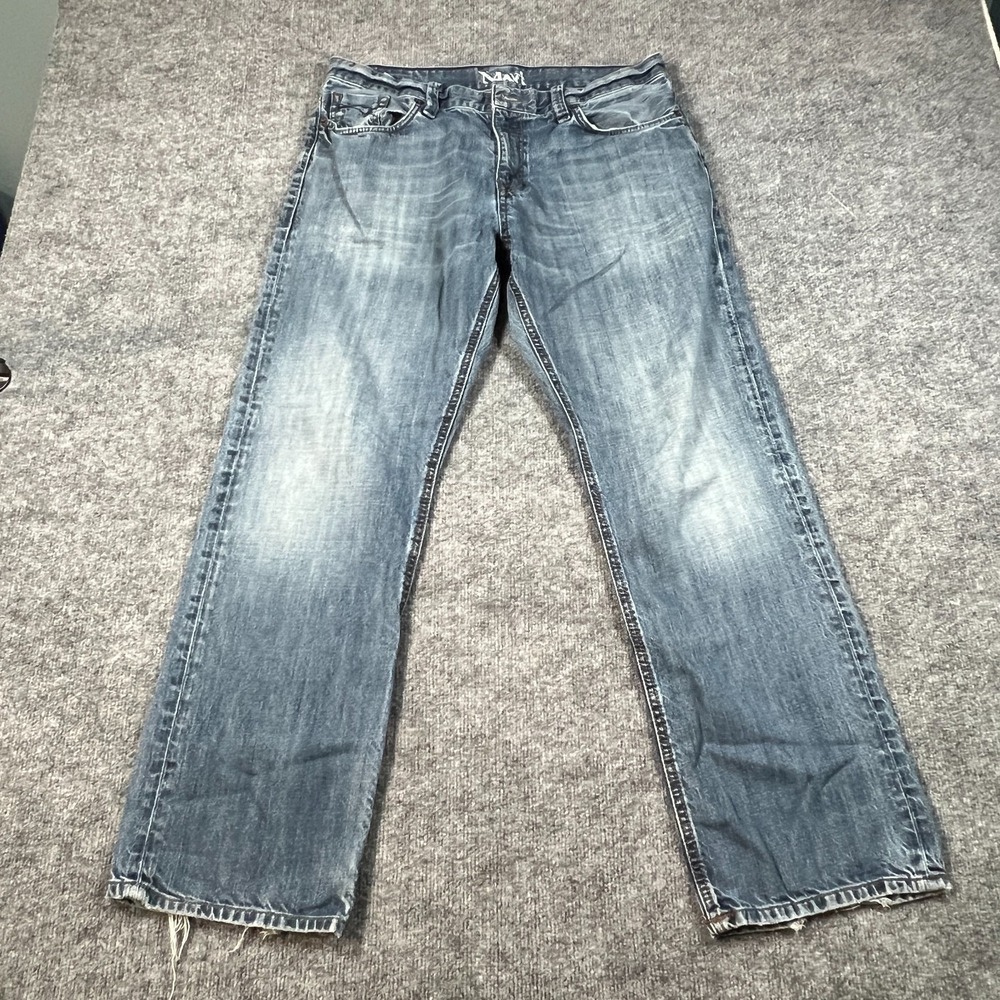 Mavi Straight Leg Jeans Mens 34x32 Blue Denim Cotton Casual Medium Wash Mid Rise